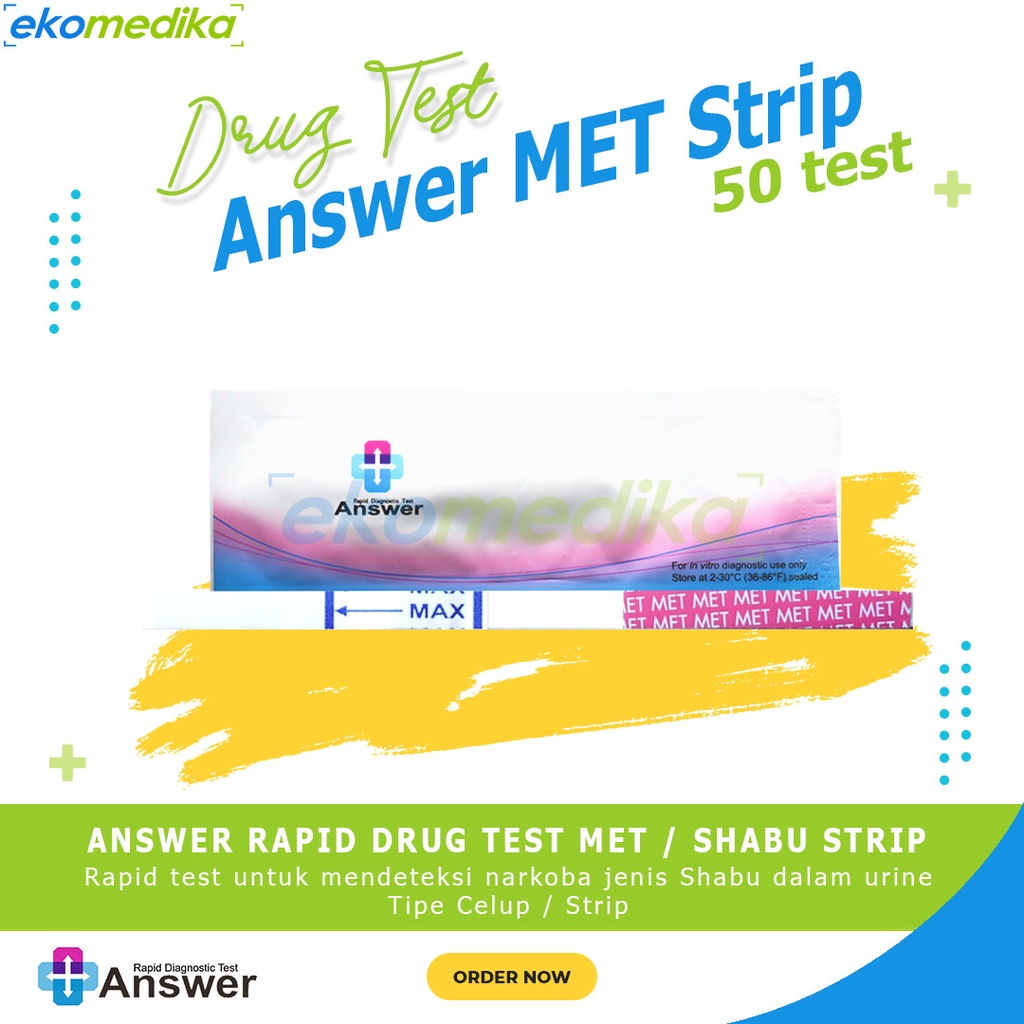 Rapid Tes Narkoba / Drug Test MET Amphetamin (Shabu) Methamphetamine Strip isi 50 test ANSWER