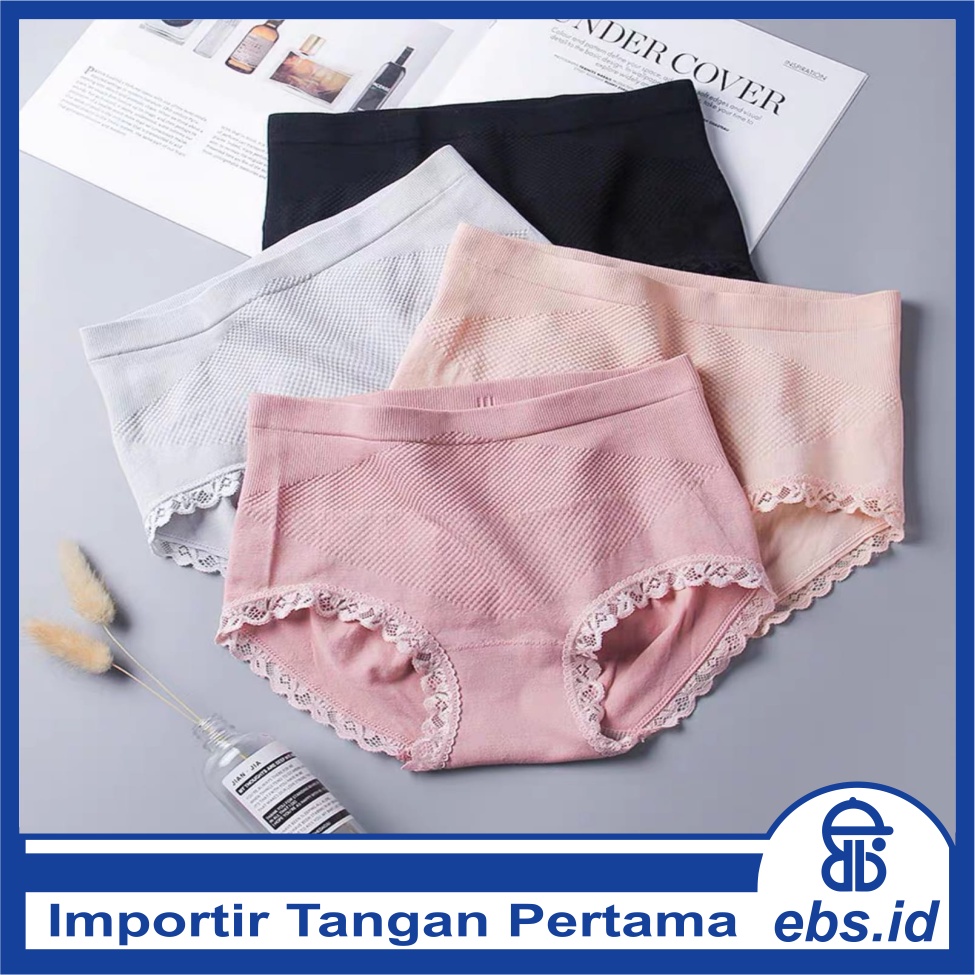 𝐄𝐁𝐒 ✅ PW160 Celana Dalam Wanita Model High Waist Motif Sarang Lebah Import COD