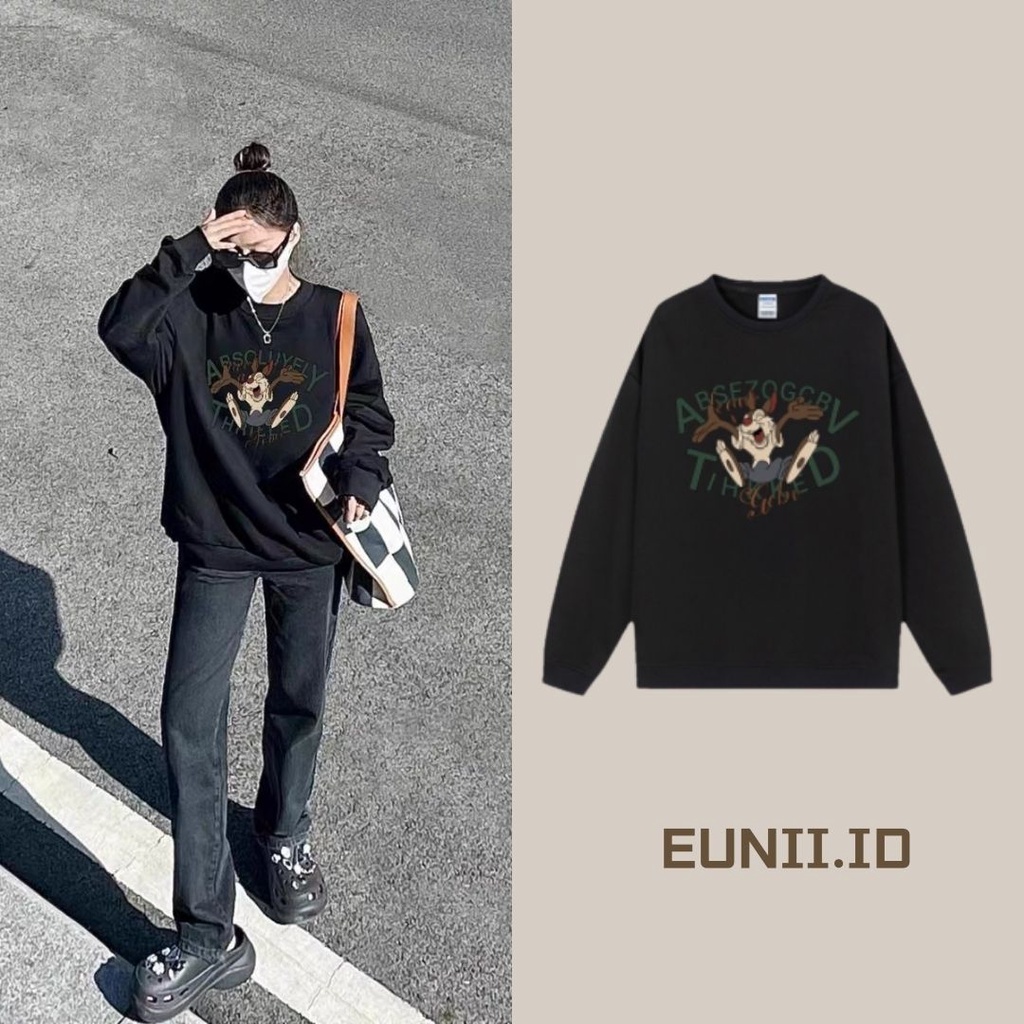 EUNII Sweater Lengan Panjang Joy Rabbit Korean Style/Hoodie Oversize/Baju Wanita/Switer Wanita