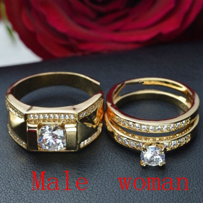 Fancyqube Perhiasan Cincin Cubic Zirconia Warna Emas Gaya Klasik Romantis Untuk Hadiah Valentine