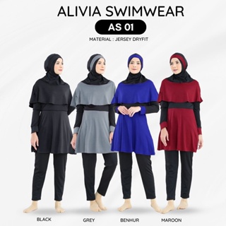Alivia Swimwear AS01 - Baju renang muslimah dewasa wanita muslim perempuan remaja swimwear marina