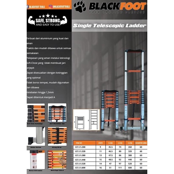 BLACKFOOT 6 METER Tangga Aluminium Teleskopik - Telescopic