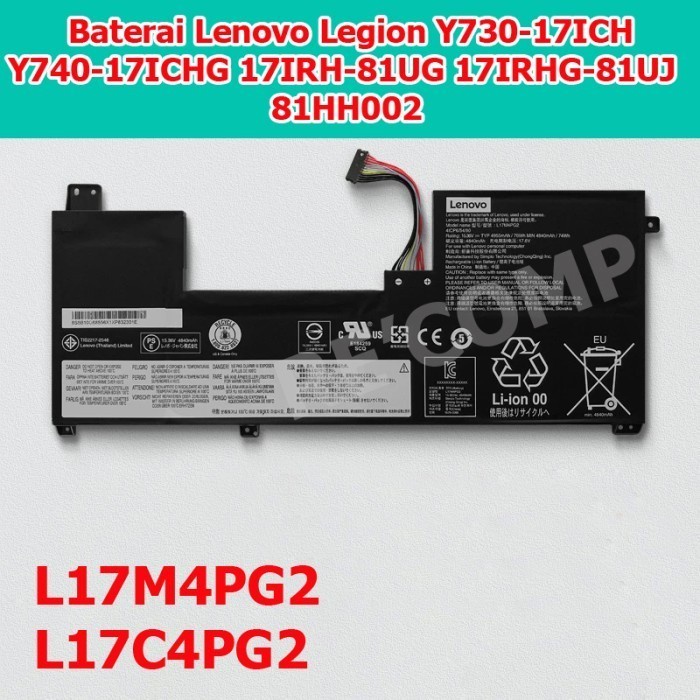Baterai Lenovo Legion 17IRHG-81UJ L17M4PG2 L17C4PG2 Ori