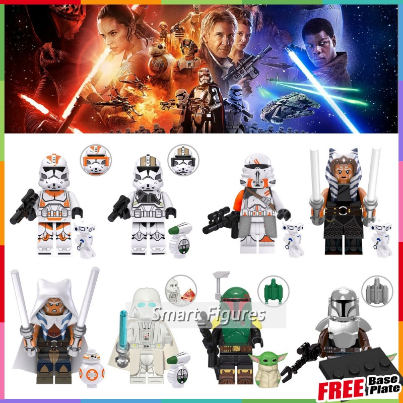 Mainan Action Figure Star Wars Minifigures 212 Clone Trooper Ahsoka Darth Vader Boba Fett Mandalorian TV6102