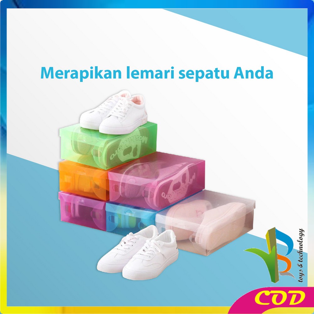 RB-C157 Kotak Sepatu Tebal Shoes Box Sepatu Transparan Kotak Rak Susun Sepatu Sandal Serbaguna Murah