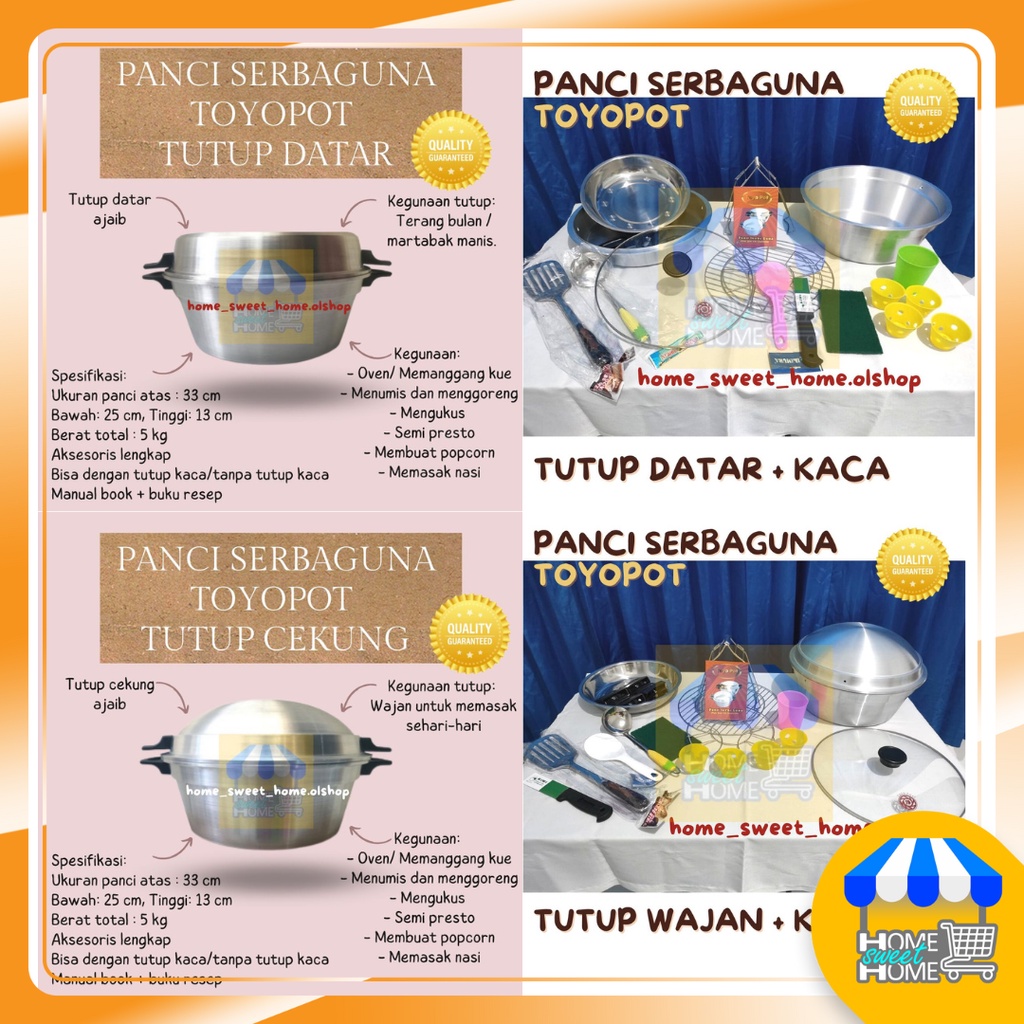 Panci Serbaguna Toyopot Panci Tatung Toyopot Panci Multifungsi Panci Ajaib Panci Tutup Datar Panci W