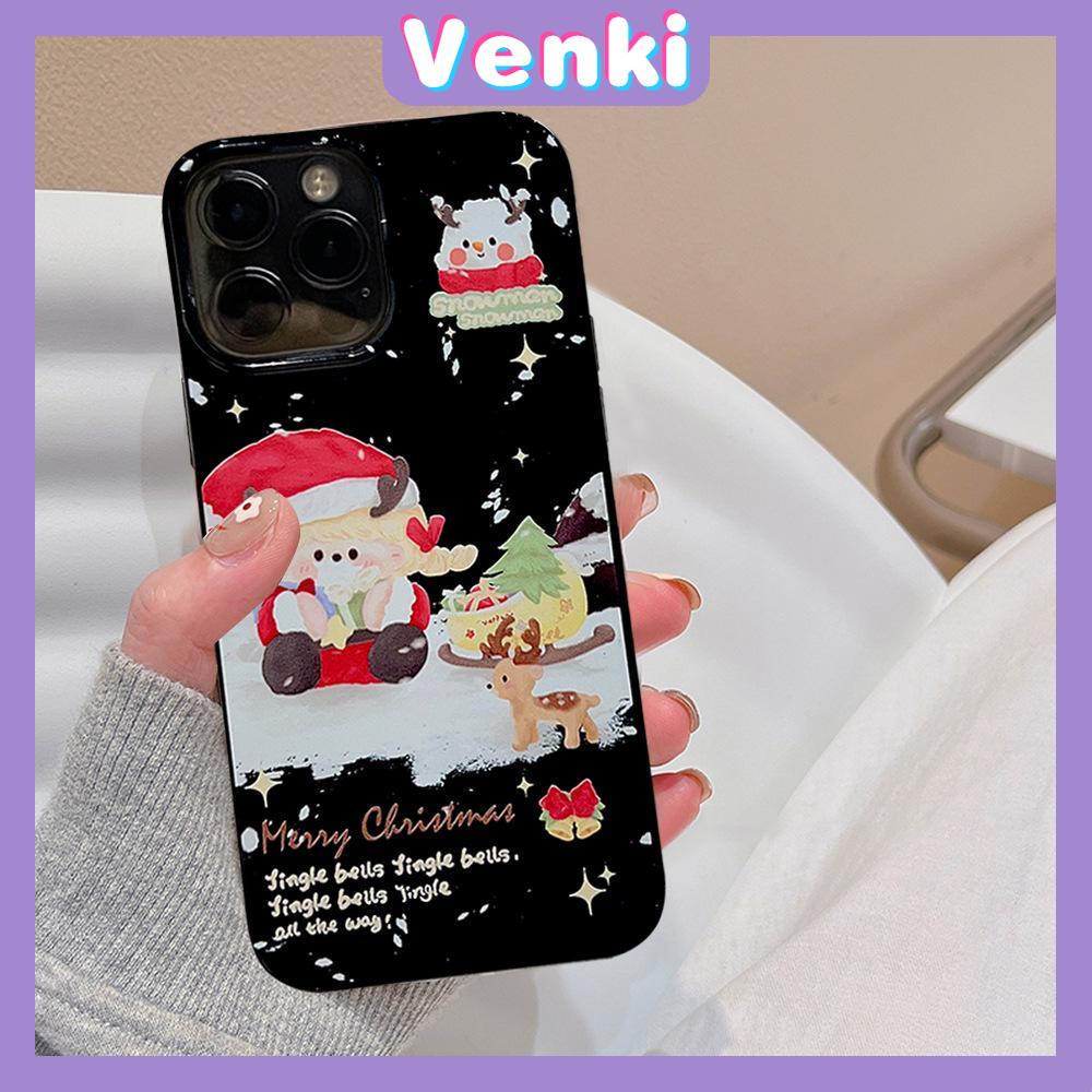 Case iPhone 14 Pro Max TPU Soft Case Christmas Snowman Glossy Black Candy Case Camera Protection Shockproof For iPhone 14 13 12 11 Plus Pro Max 7 Plus X XR