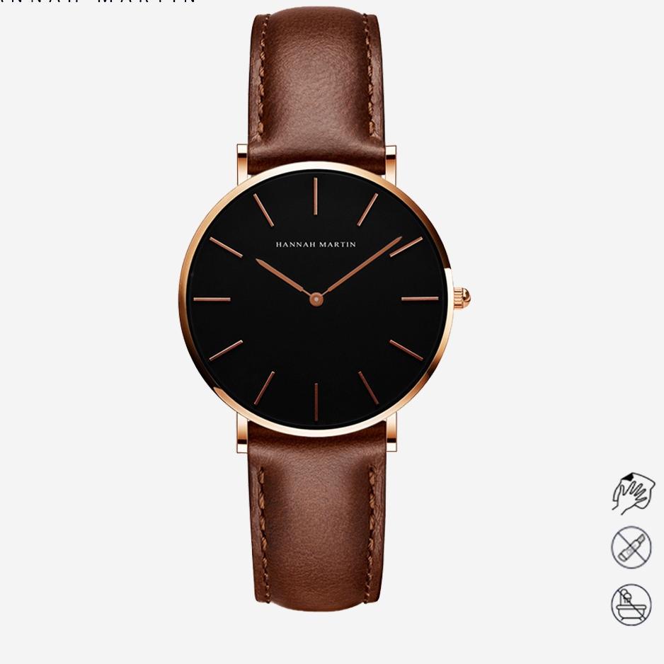 H MARTIN Jam Tangan Wanita Sangat tipis 100% Original Fashion Kecil Simple Jam Cewek Quartz kulit an