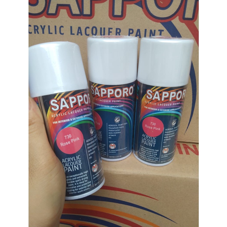 saporo acrylic lacquer paint pilok pilox cat spray sapporo 150ml saporo 730 Rose pink 150ml merah muda