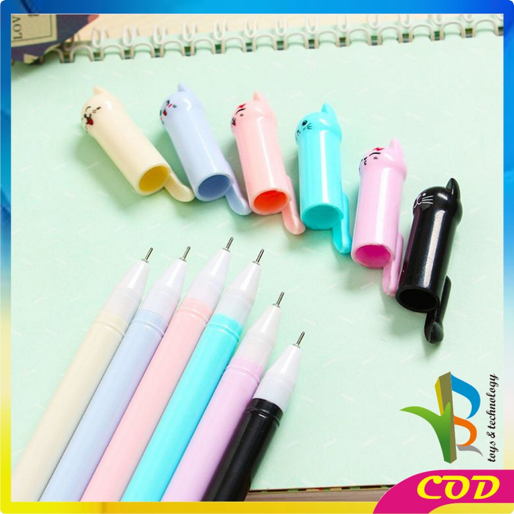 RB-A14 Pulpen Gel Karakter Kartun Kucing Pena Unik Bolpen Motif Kucing Stationary Alat Tulis Murah