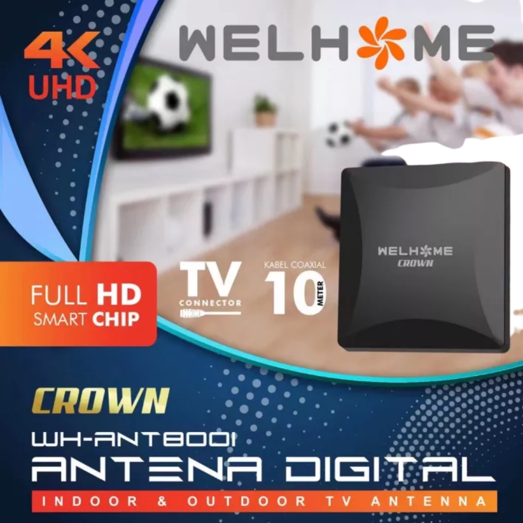 Antena Televisi Digital WELHOME WH-ANT8001 WH 8001 Outdoor Indoor bisa untuk STB Digital TV Receiver Full HD Smart Chip