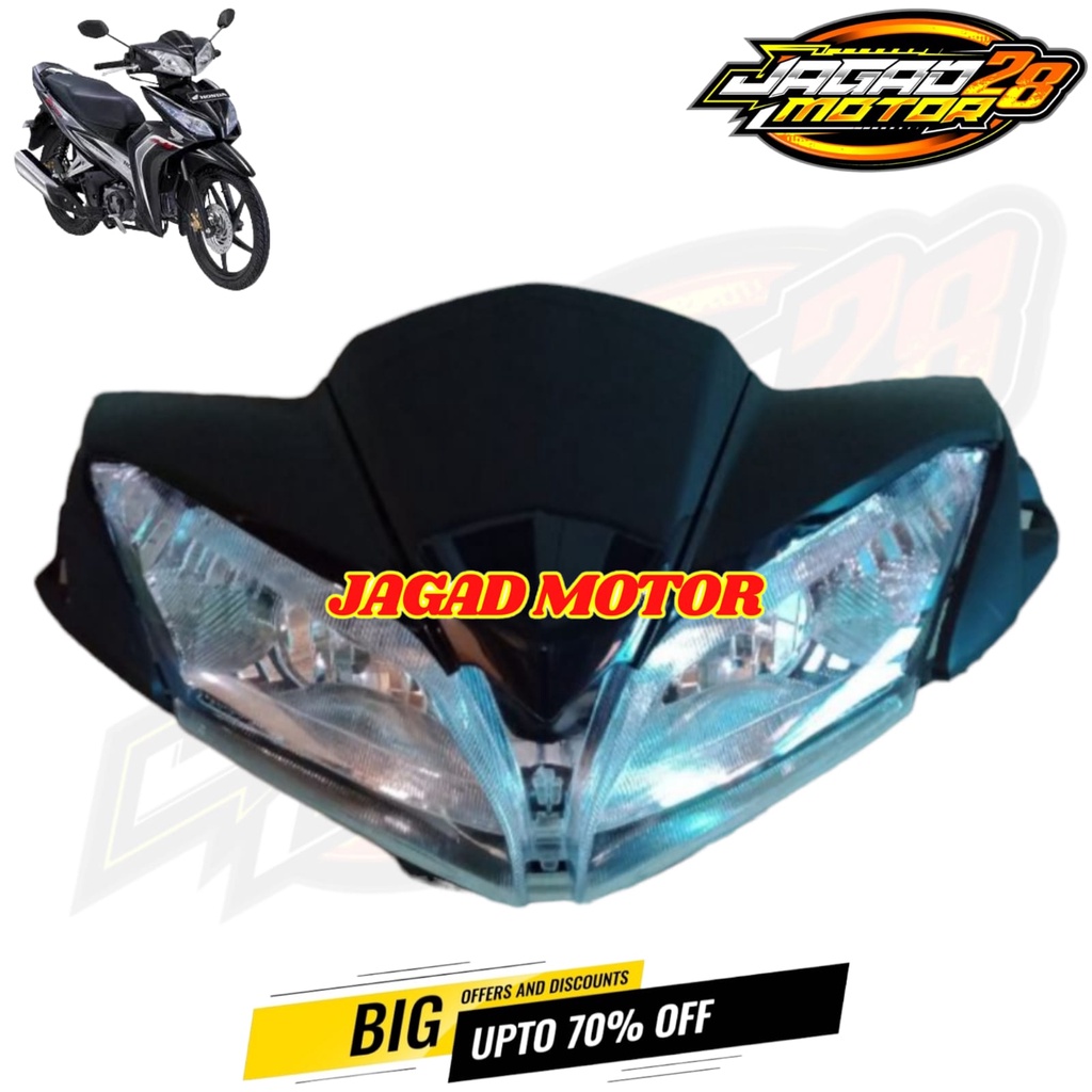 Cover Batok Kepala Depan Honda Blade New Hitam Plus Reflektor Lampu Depan / Batok Kepala Depan Plus Reflektor Lampu Depan Honda Blade New Hitam / Batok Kepala Depan Honda Blade New Hitam Set Lampu Depan