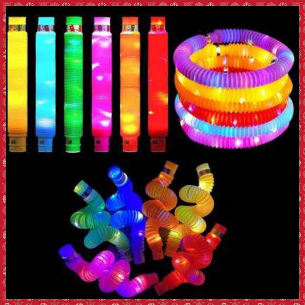 Mainan Selang Pipa Stick Mainan Light Up Tubes Pop Pipes Led / Mainan Anak - Pop Tubes Light Up Edition Glow Pipa Nyala Anak Premium Import / Pop Pipes Mainan Viral CEV Light Up Pop Tubes Pop Pipes Mainan Lampu Stick Pipa Selang