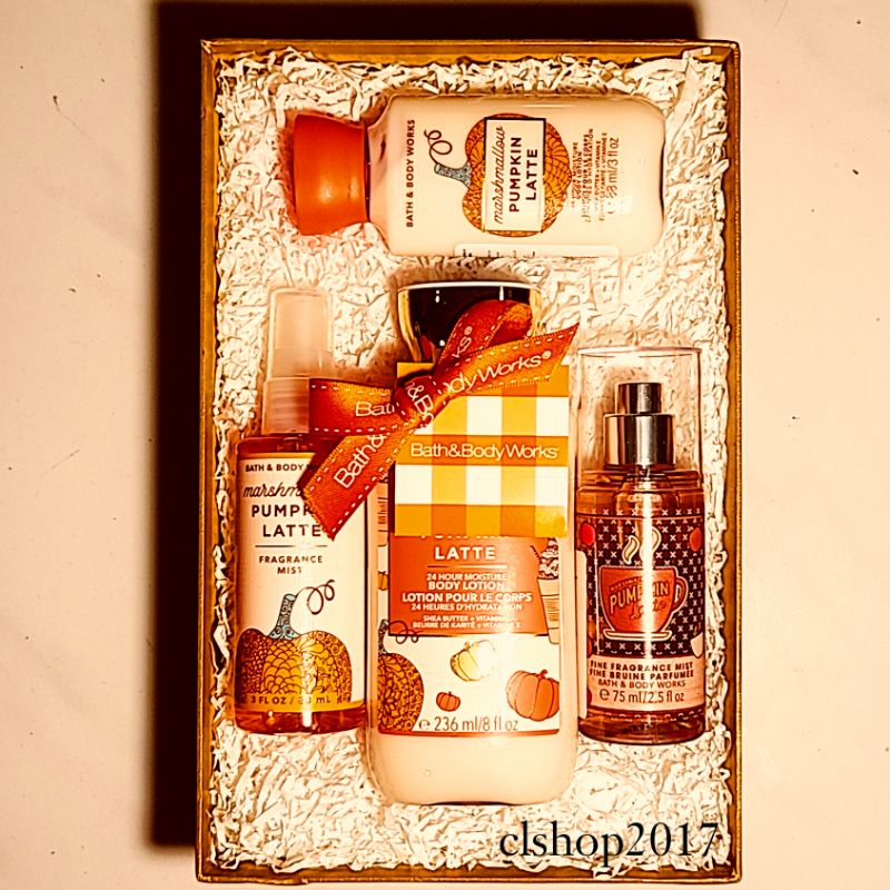 BBW MARSHMALLOW PUMPKIN LATTE GIFT SET PAKET BATH &amp; BODY WORKS