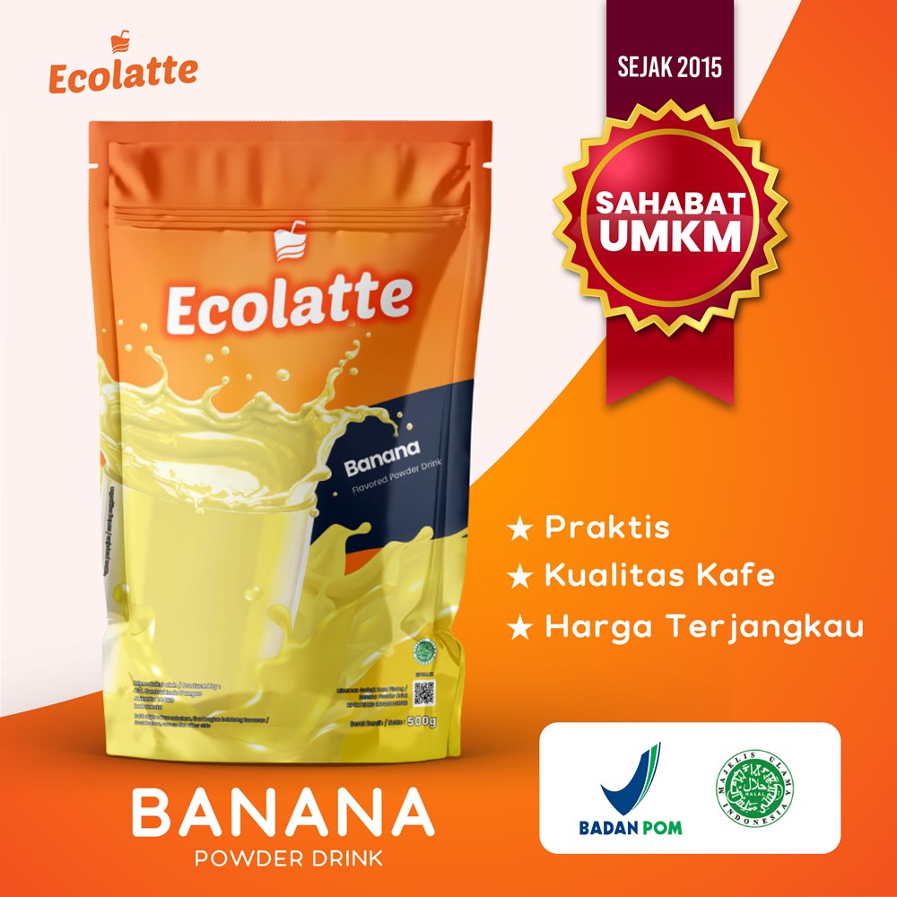 [1 KG] ECOLATTE BANANA 1KG POWDER DRINK BUBUK SERBUK MINUMAN RASA PISANG HALAL BPOM