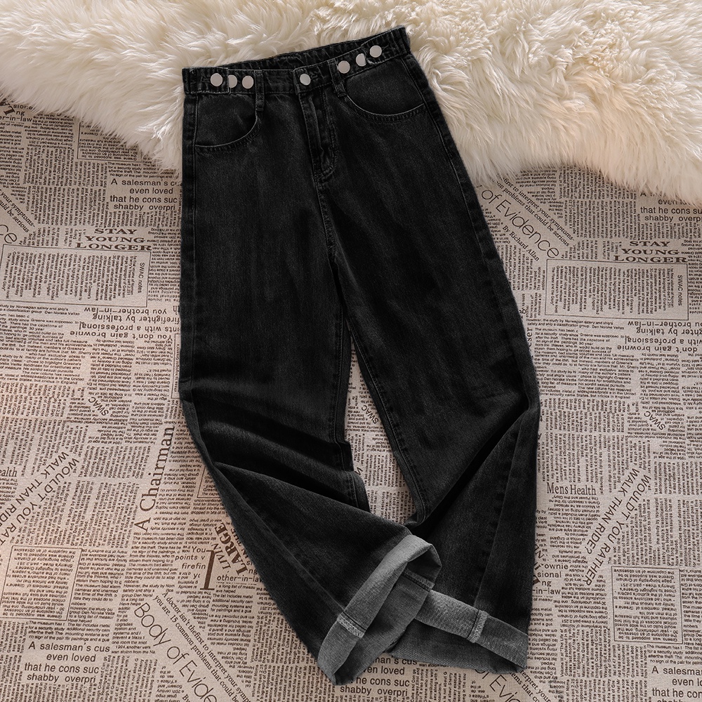 Korean Highwaist Kulot Celana Jeans Wanita / Straight Loose Jeans Wanita Import (realpict)