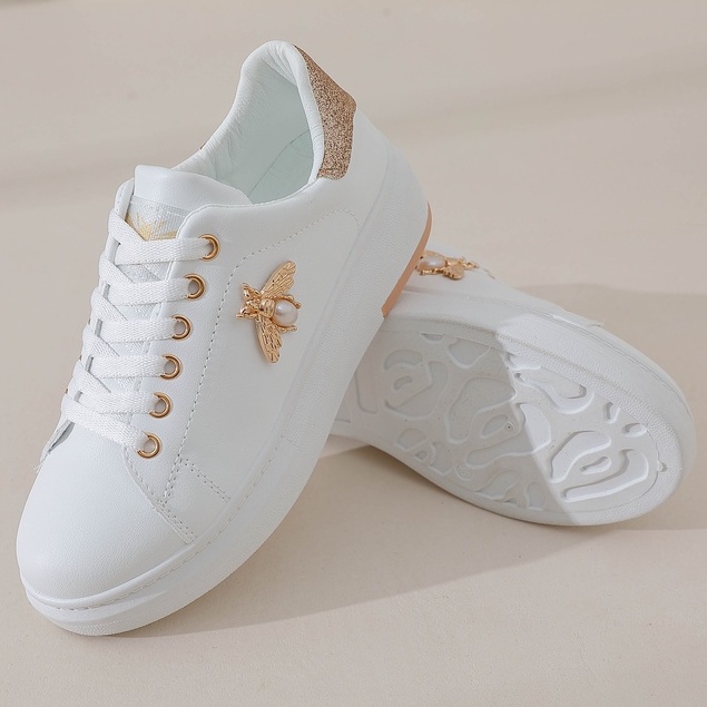 [Original Ber-Hologram] SNEAKYSHOES DOSAN SNEAKERS WANITA FASHION IMPORT MOTIF LEBAH DUA WARNA KOREA IMPORT PREMIUM - A81