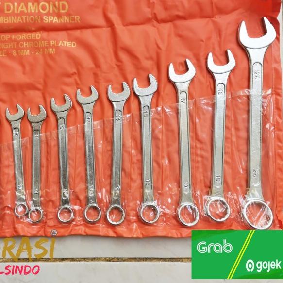 kunci ring pas 8 - 24 mm diamond 11 pcs kunci kombinasi set ring set