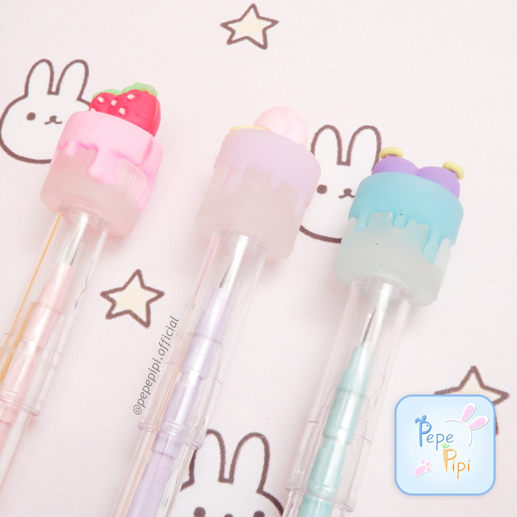 

Pensil Susun / Peluru Tart Buah Peach Lantu Benzia Bensia isi refill Pencil Susun Kue Biskuit