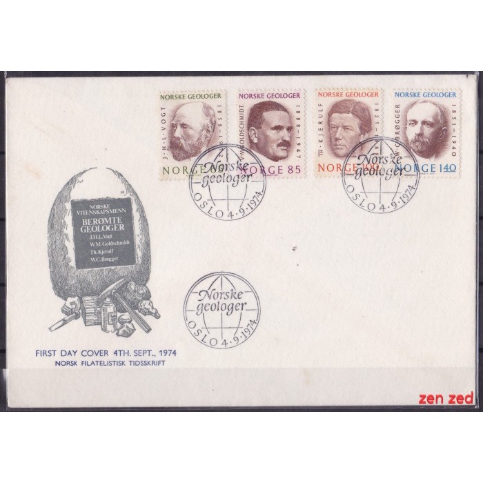 

A176 Perangko FDC SHP Norwegia 1974 Norwegian geologists 1 Pcs