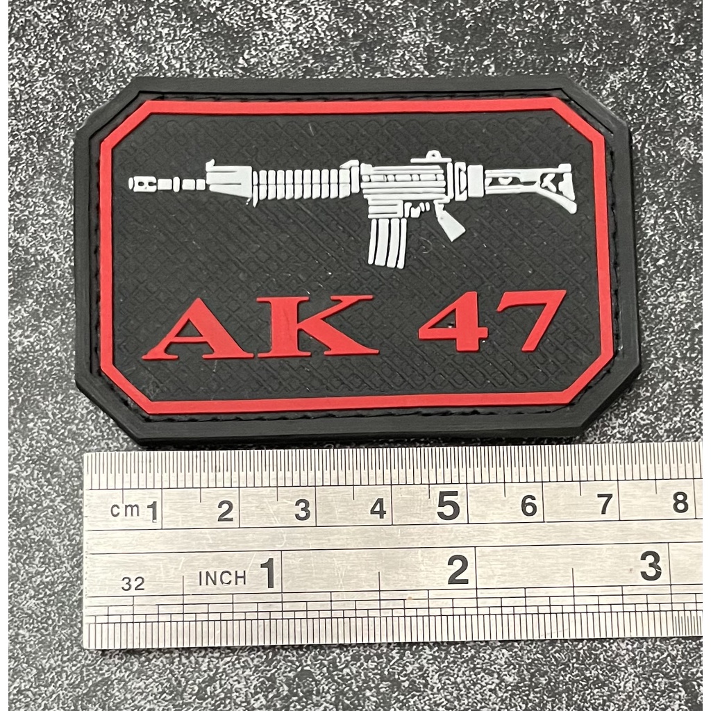 Patch AK47 (Htm Merah) - Patch Velcro AK47 - Prepetan AK47 -  Velcro Karet