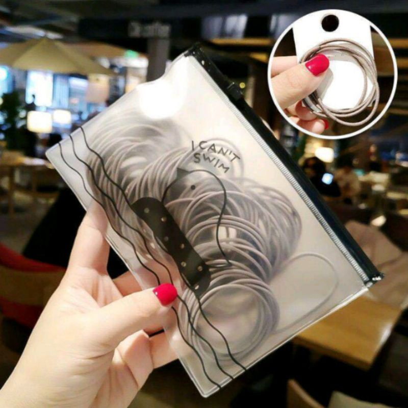 100 PCS KARET IKAT RAMBUT ALA KOREA WARNA WARNI