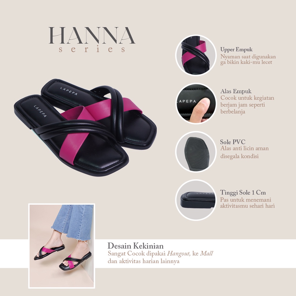 AVLINSTORE - tipe HANNA Sandal Wanita Teplek Silang Casual Sandal Flat Empuk Model Tali Silang