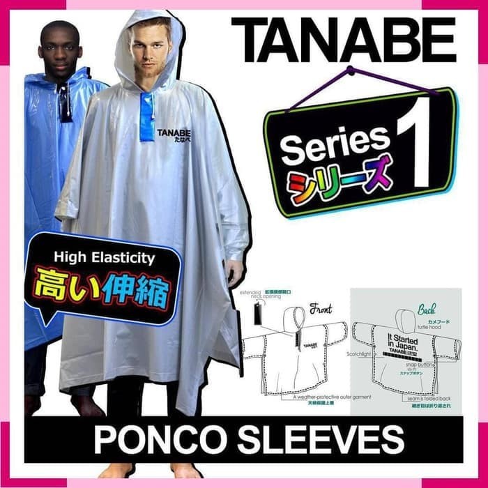 Jas Hujan Poncho Poncho Lengan Jubah Panjang PVC Anti Air Tanabe s1 - Hitam