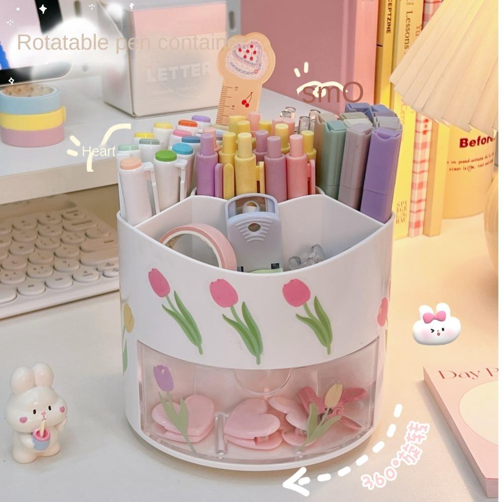 Mxbeauty Rotatable Pen Holder Baru Trendi Multifungsi Kantor Sekolah Siswa Rumah Desktop Storage Box