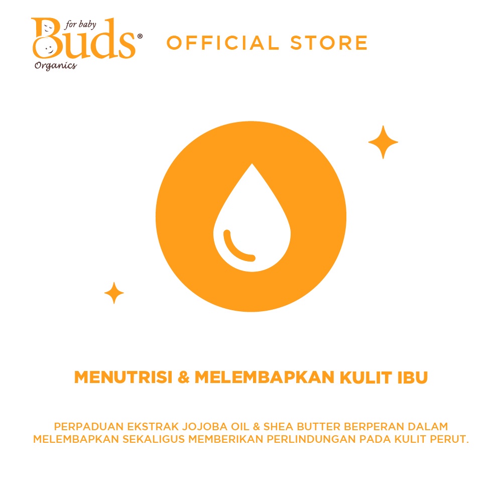 Buds Organics Beautiful Blooming Belly Stretch Mark Cream - Lotion atau Krim Pellindung dan Perawatan Kulit Ibu Hamil - 150g