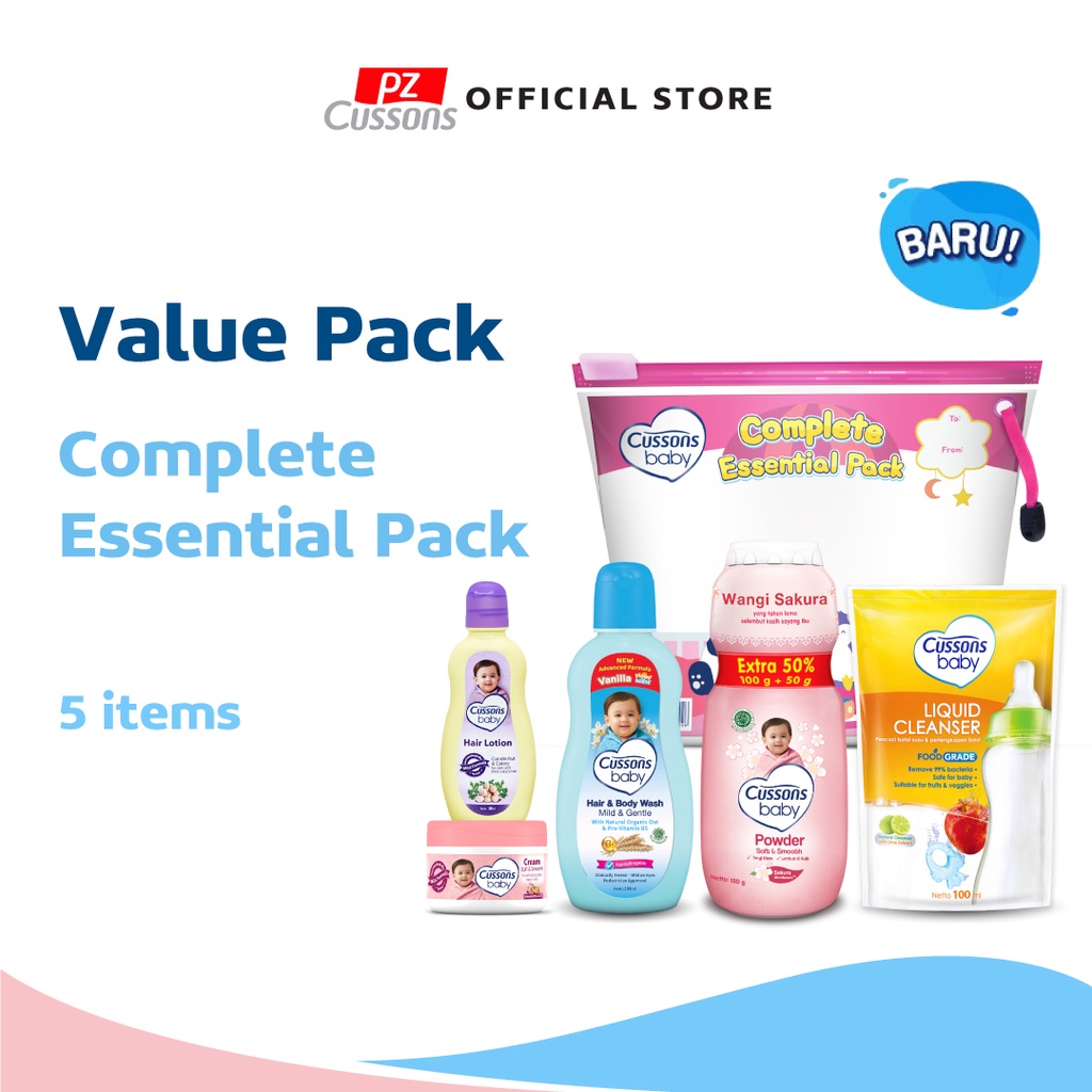 Cussons Baby Complete Essential Pack (Blue or Pink) - Paket Sabun Bayi