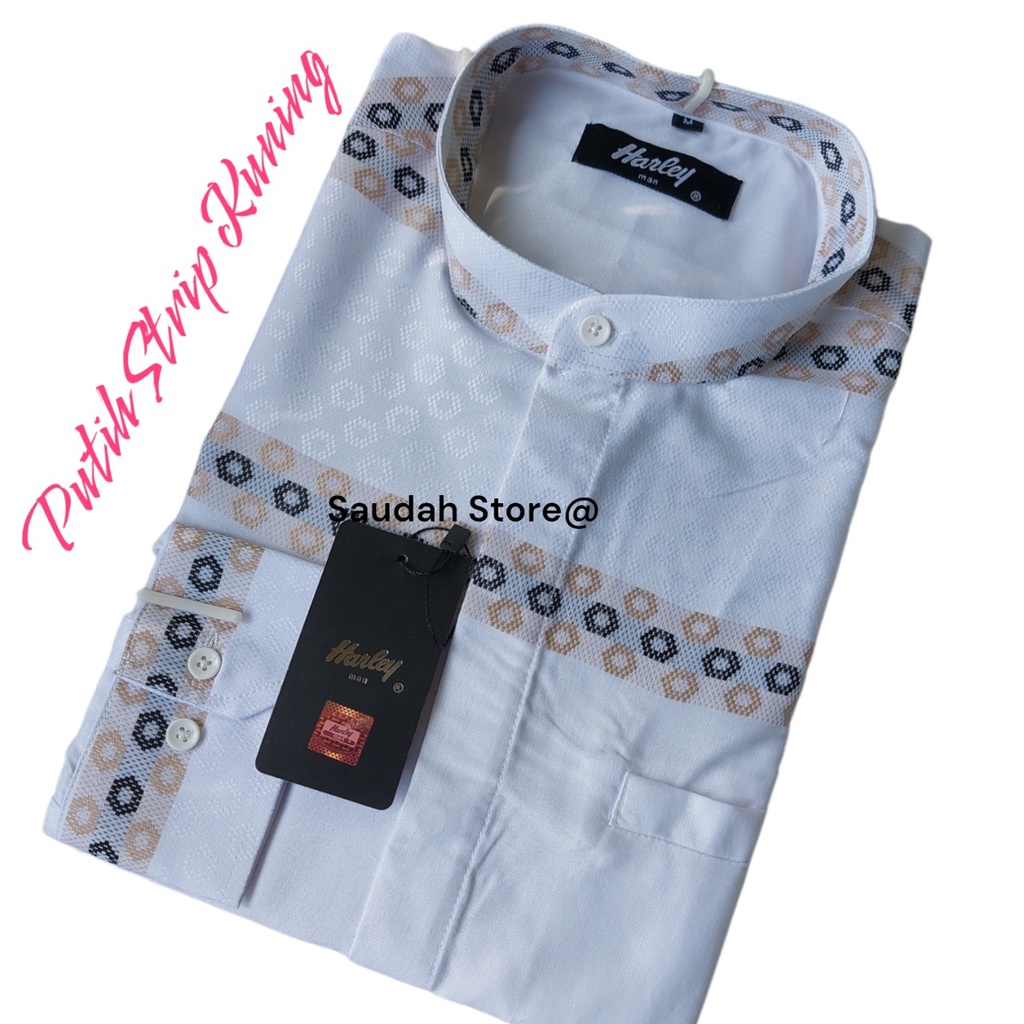 Kemeja koko kemko harley putih model terbaru lengan panjang Tangan Panjang