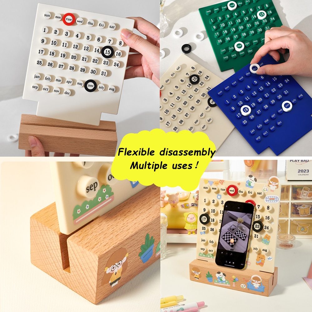 8warna Ins Kreatif Waktu Abadi Meja Planner Kalender Waktu Manual Meja Akrilik DIY Calendario Dekorasi Rumah Reusable Date Record Gift Set