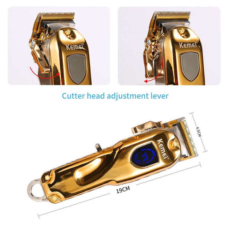 COD Alat Cukur Rambut Kemei Hair Trimmer Rambut Cordless km 2010 GOLD lcd display kemei KM-2010
