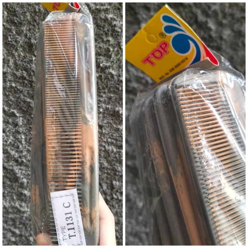 [12PCS/ LUSIN] Sisir gagang lurus coklat TOP 1131