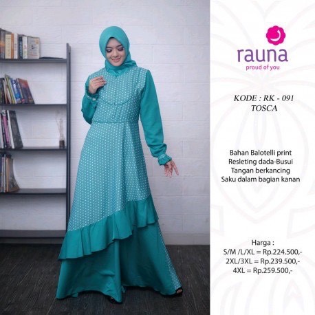RAUNA GAMIS MUSLIM WANITA RK 91 READY WARNA TOSCA SIZE M