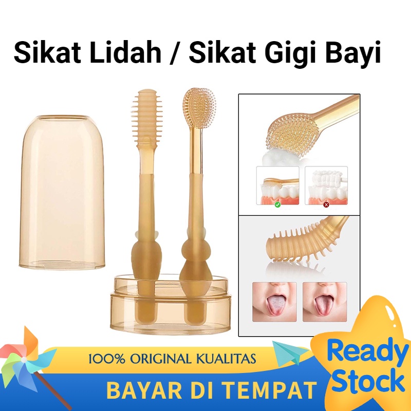 【Debora Mall】 Sikat Gigi Bayi Jari Silicon/ Pembersih Lidah Bayi/ Sikat Lidah Bayi/ Pembersih Mulut Bayi/Sikat Lidah Dan Gusi Bayi 2in1 bahan ppsu Sikat mulut bayi Sikat silikon Baby oral care cleaner Sikat gigi bayi