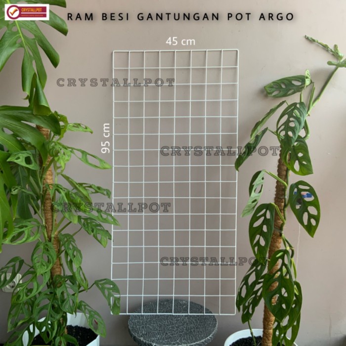 Pot Ram Besi Putih Pot Bunga Gantung Gantungan Pot Argo - Ram Besi 45 X 95