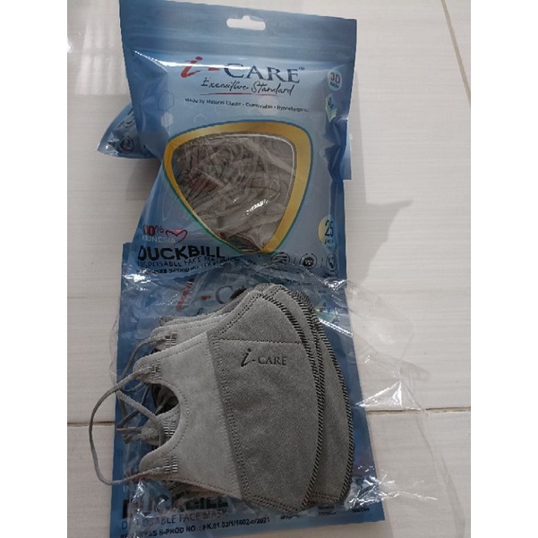 masker Duckbill icare 4ply PREMIUM  EMBOSS isi 50PC ( FREE BOX 50 PC/ sachet)