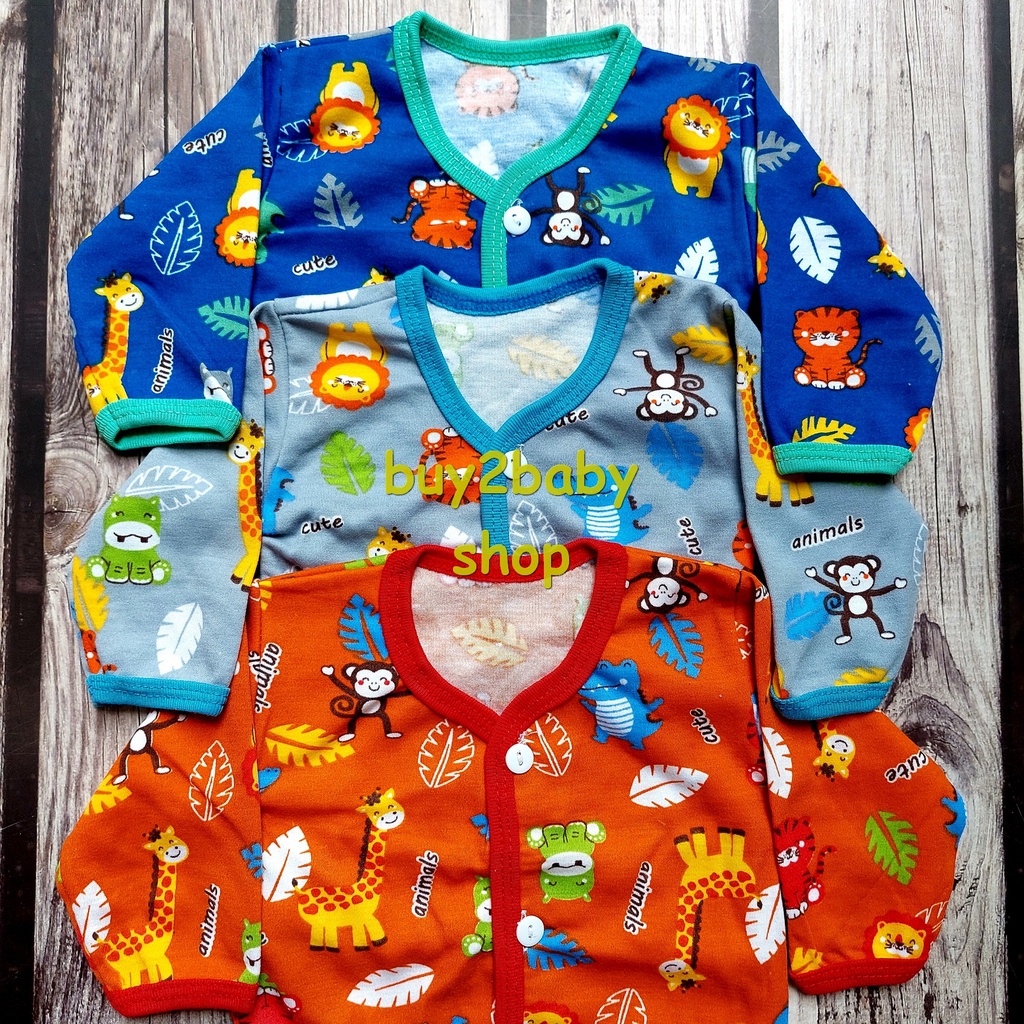 Piyama panjang bayi Cico Miko Happy Jungle Series 0-6 Bulan 3 PCS