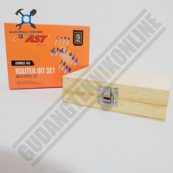 Mata Profil Kayu Router Bit SET isi 15 Pcs ASRB02-015 AST / Mata Trimmer Kayu Paketan Tool 1 Set 15Pcs ASRB02-015 AST