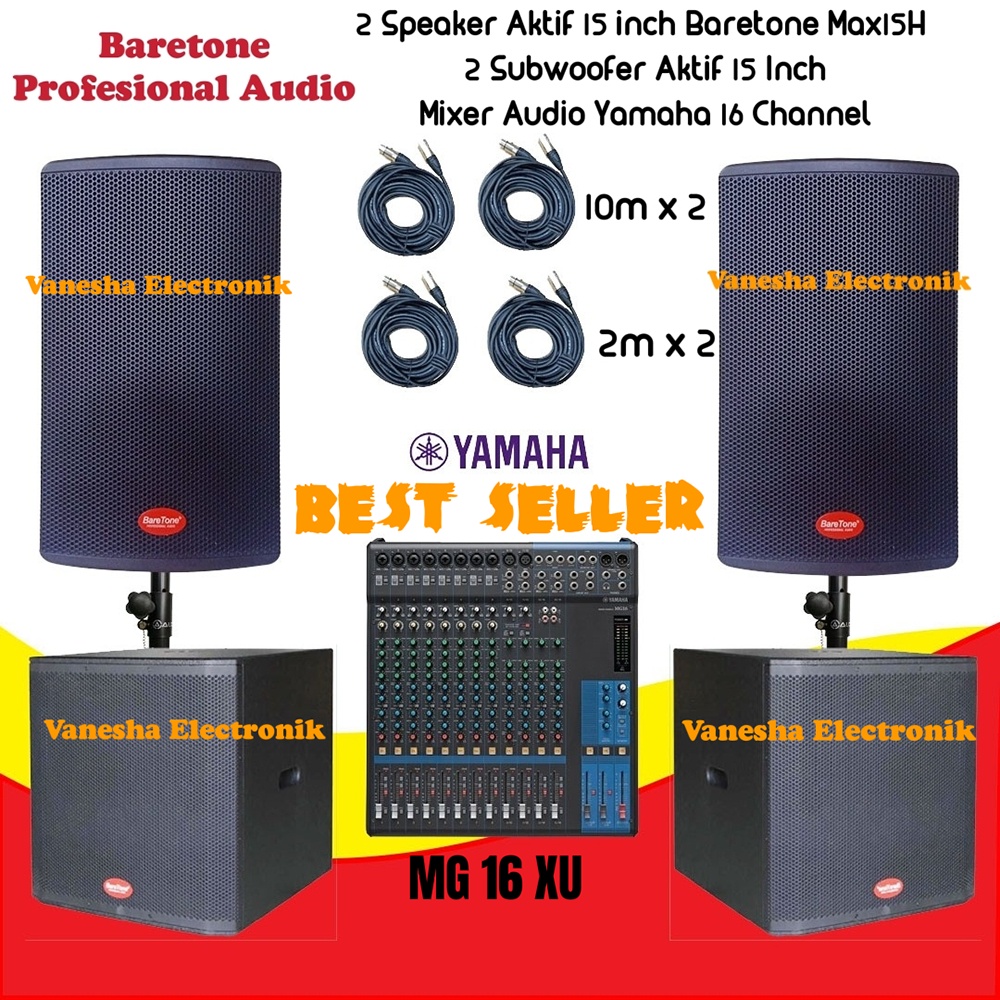 Paket Soundsystem Speaker Aktif 15 Inch MAX15H Subwoofer Aktif 15 Inch