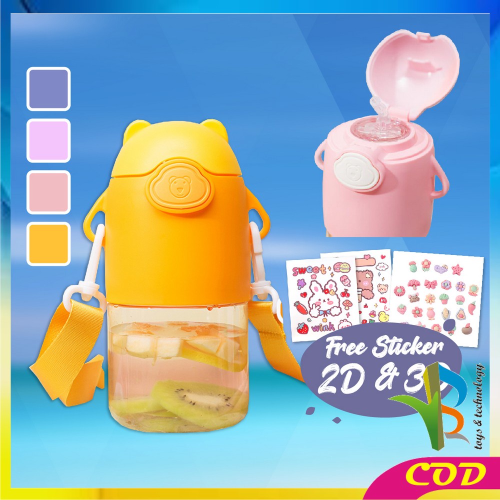 RB-C467 Botol Minum Anak Sekolah 600ML Bottle Minum Anak / Botol Minum Tutup Sedotan dan Tali Panjang BPA FREE