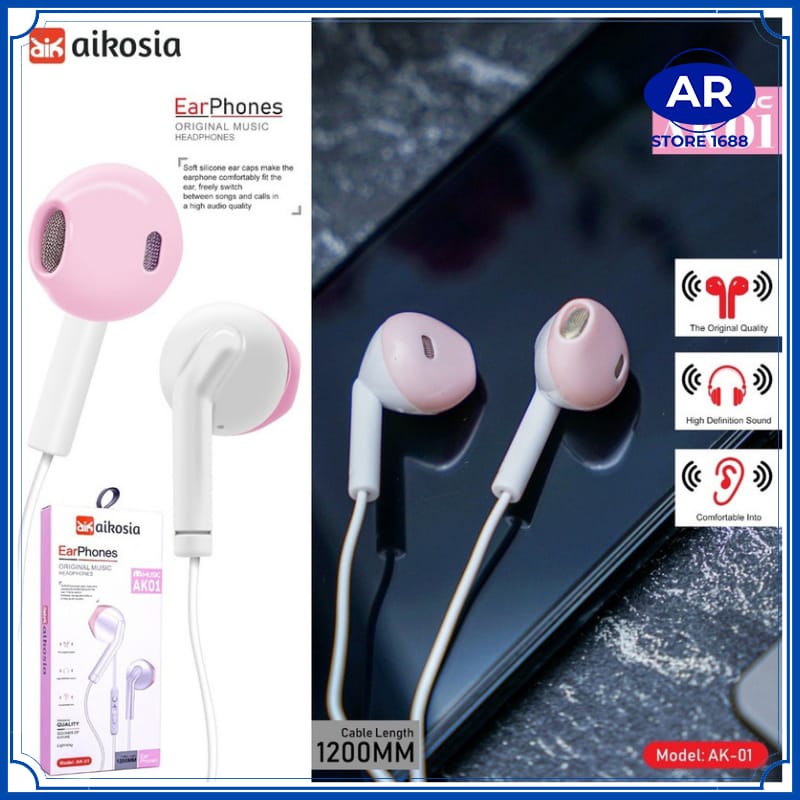 HEADSET HF AIKOSIA MODEL AK01 SUARA JERNIH DAN BASS HANDSFREE / EARPHONE/HENDSET-AR STORE1688