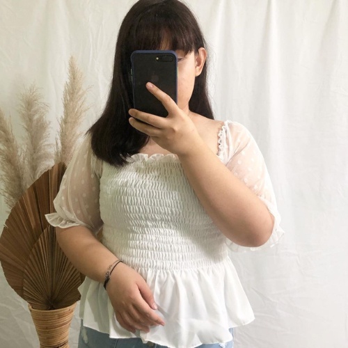 S-XXXXL KARINA Baju sabrina Baju Atasan Sabrina Wanita Jumbo Crop Top Korean Style Blouse Lengan Pan