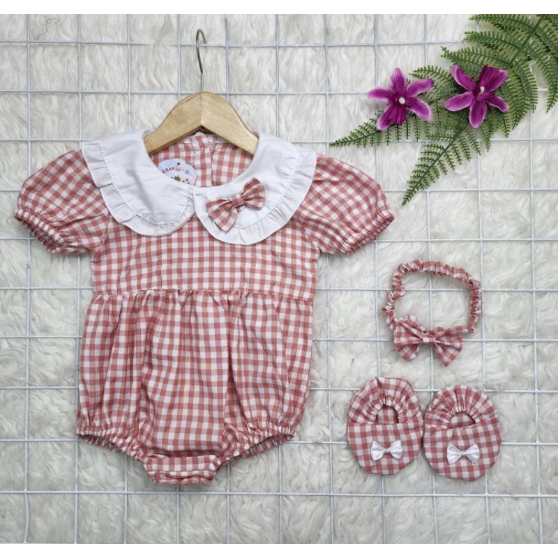 Baju bayi perempuan Set Jumper Tartan