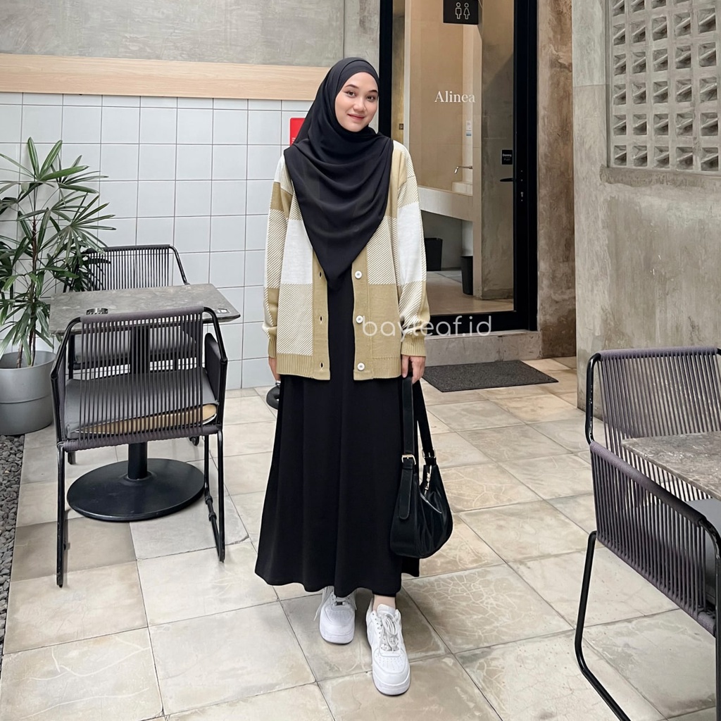 ORIGINAL Bayleaf.id [Big Size] Aera Inner Maxi Dress Lengan Panjang Gamis Basic