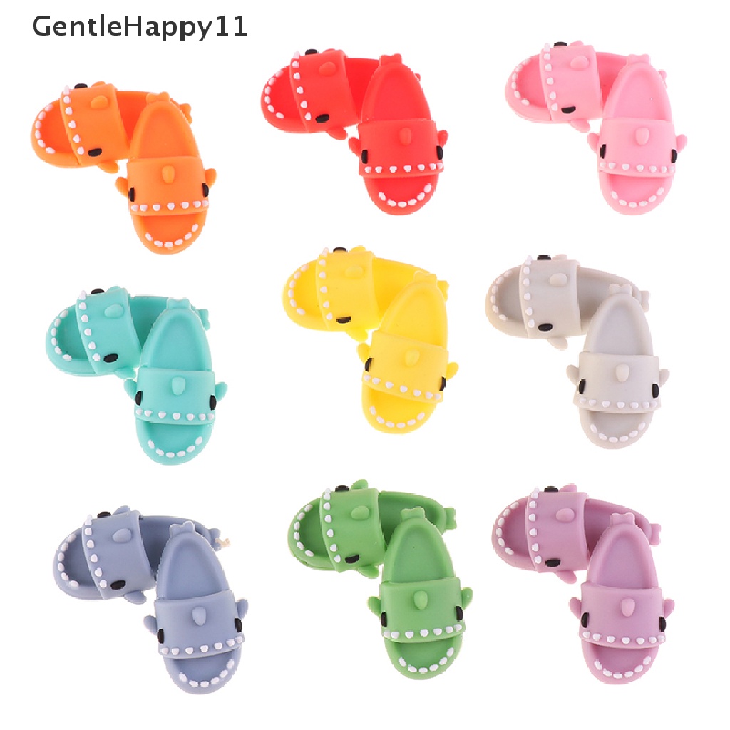 Gentlehappy 1 Pasang Mainan Sandal Selop Bentuk Hiu Skala 1: 12 Untuk Aksesoris Rumah Boneka Ob11 1 / 12