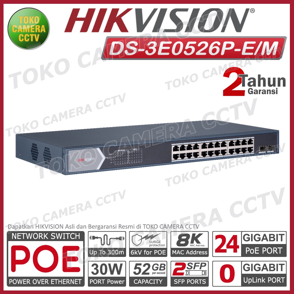 SWITCH POE GIGABIT 24 PORT 2 SFP HIKVISION DS-3E0526P-E/M