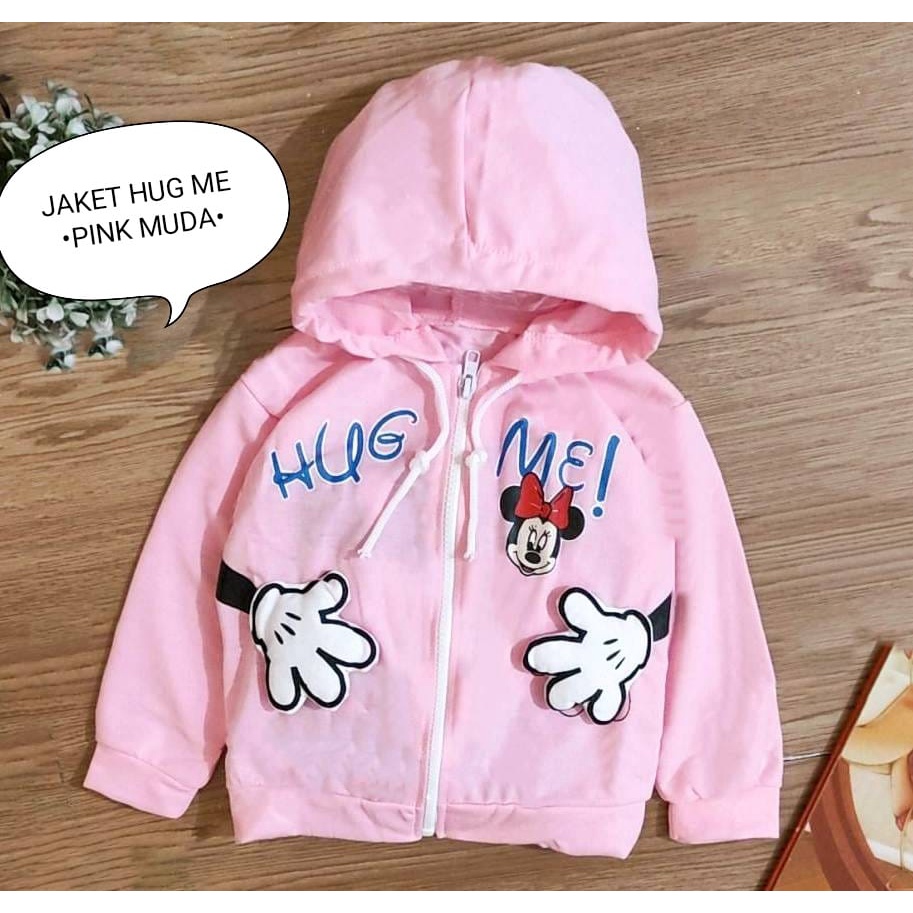 Jaket Bayi Perempuan / Baju Atasan Anak Cewek Hoodie Usia 3-12 Bulan Motif Jaket Hug Me Dan Angsa